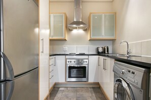 Fridge, microwave, oven, dishwasher