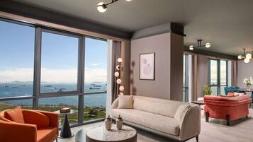 Suite Eksekutif, 1 Tempat Tidur King dengan tempat tidur Sofa | Seprai premium, minibar, brankas, dan meja kerja