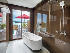 One Bedroom Pool Villa Ocean Front View | Free minibar items, in-room safe, individually decorated, desk