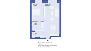 Swiss, Deluxe Apartment, 1 Double Bed with Sofa bed | Minibar, in-room safe, iron/ironing board, free cots/infant beds