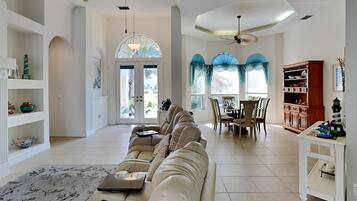 House, Multiple Beds, Pool Access, Pool View | Living area | TV