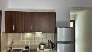 Fridge, microwave, oven, electric kettle