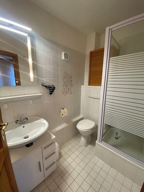 Shower, hair dryer, towels, soap - Vacation apartment GARTENBLICK in HAUS GERLACH (Walkenried)