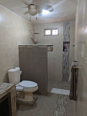 Dusche, Haartrockner, Bidet, Handtücher