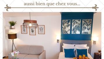 1 slaapkamer, een strijkplank/strijkijzer, wifi, beddengoed