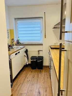 Fridge, oven, dishwasher, coffee/tea maker