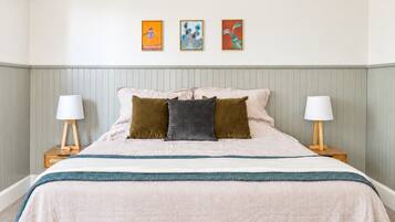 1 bedroom, desk, iron/ironing board, travel cot
