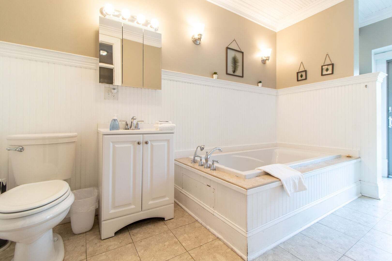 Douche, baignoire à remous, séchoir à cheveux