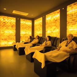 Salas de tratamiento para parejas, sauna y tina de hidromasaje