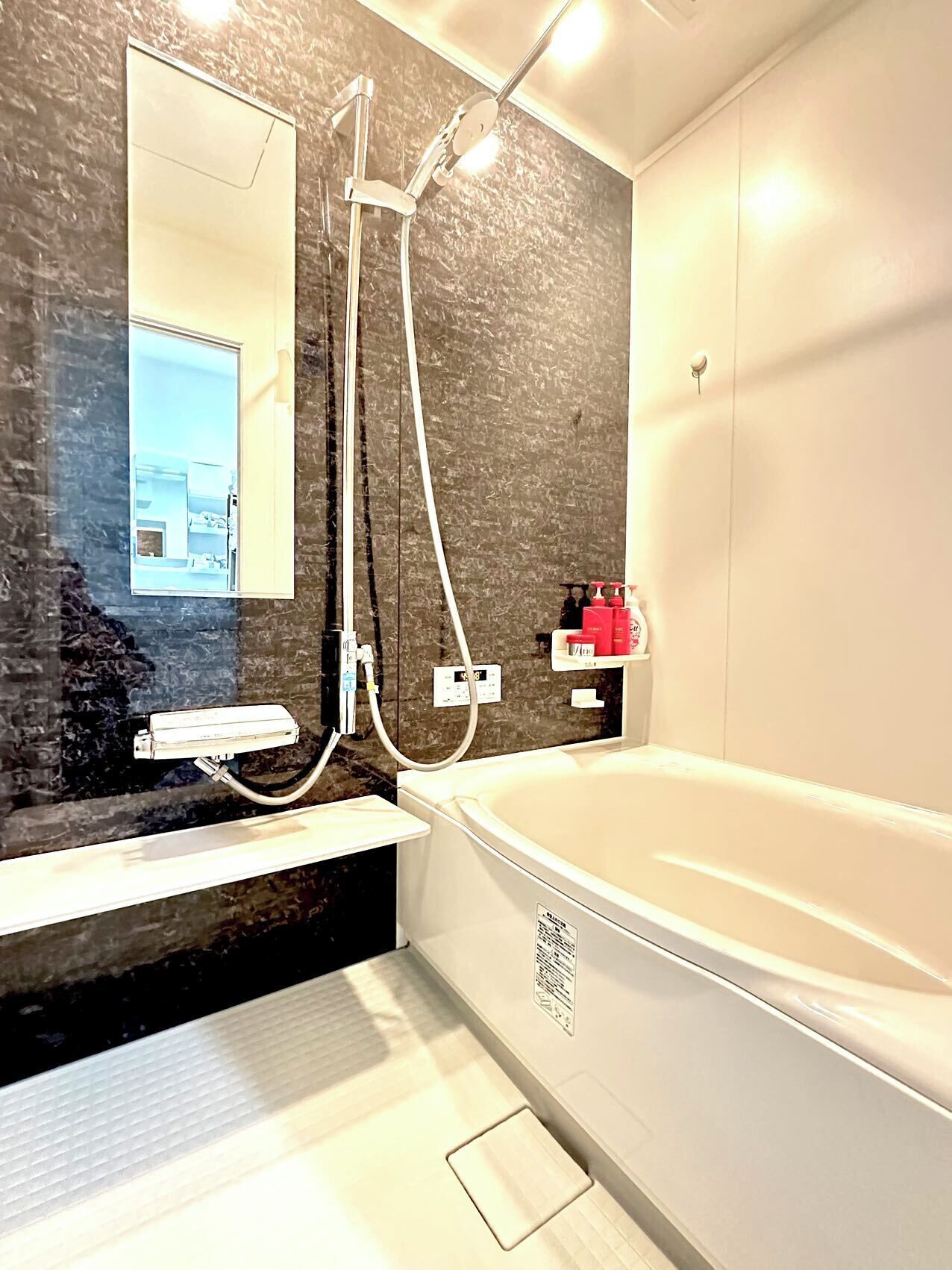 Hair dryer, bidet, towels, soap