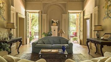 TV, fireplace, table football