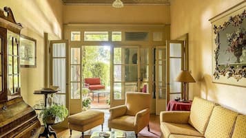 TV, fireplace, table football