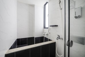 Family Room with Balcony | Bathroom | Hair dryer, slippers, towels, shampoo