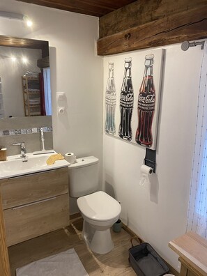 Dusch, hårtork och toalettpapper