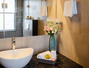 Dusche, Haartrockner, Bidet, Handtücher