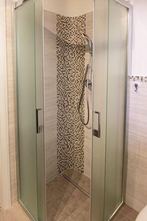 Regadera, secadora de cabello, bidet, toallas 