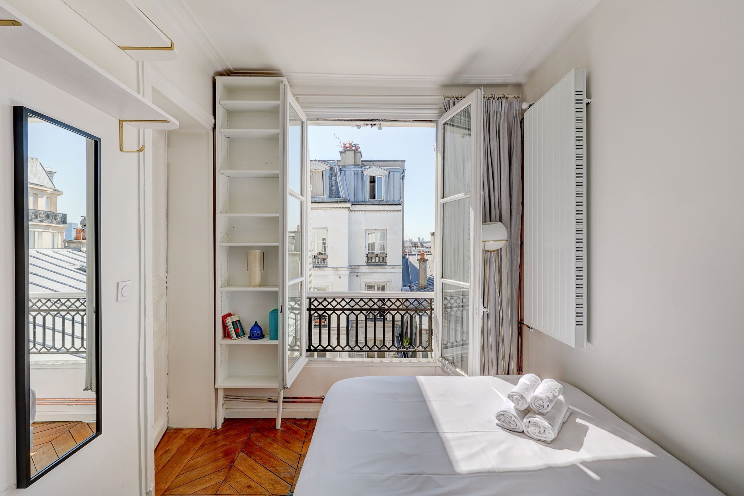 1 bedroom, desk, iron/ironing board, travel cot