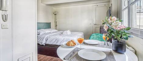 Desk, iron/ironing board, travel cot, free WiFi