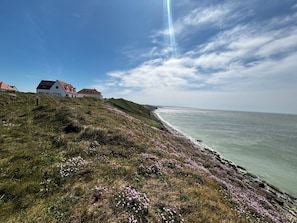 A coastal landscape with houses on a grassy hill, overlooking the sea. - Nouveau Villa " Côte et Mer" Cap Gris Nez Animaux de Compagnie Acceptés (Audinghen)