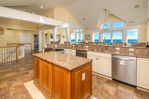 Fridge, microwave, oven, stovetop - Island Life - Amazing Oceanfront 9 BR Home with Pool, Theatre Room & More! (North Topsail Beach)