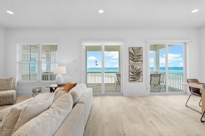 House, 5 Bedrooms, Private Pool, Ocean View | Living area | 65-inch Smart TV with digital channels, Netflix, Hulu - Beach House - Reel Em Inn by PHG (Panama City Beach)