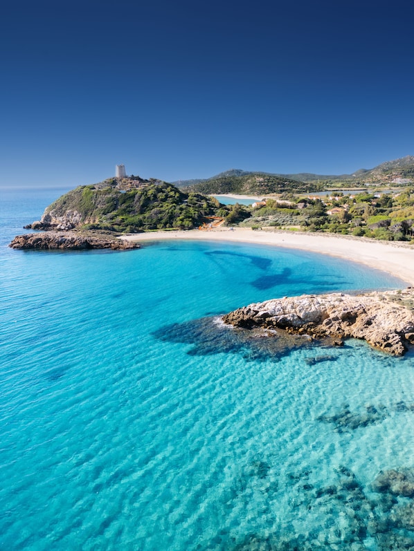 Private beach, sun loungers, beach umbrellas, beach towels