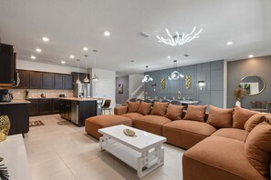 Living area - Windsor Island Resort 10br Minecraft Game Room Villa Pool Spa Near Disney 4157 (Davenport)