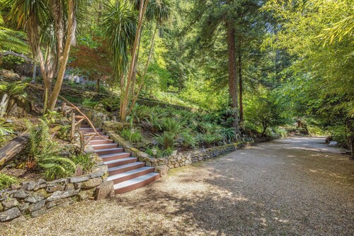 Relaxing redwood forest home with hot tub and sauna at Lagunitas Creek