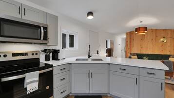 Fridge, microwave, oven, toaster