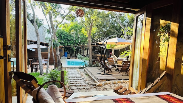 Deluxe Cabin, 1 King Bed, Housekeeping, Pool View (ZICATELA) | Egyptian cotton sheets, premium bedding, Select Comfort beds - Hotel Cabañas y Glamping Punta Surf (Puerto Escondido)