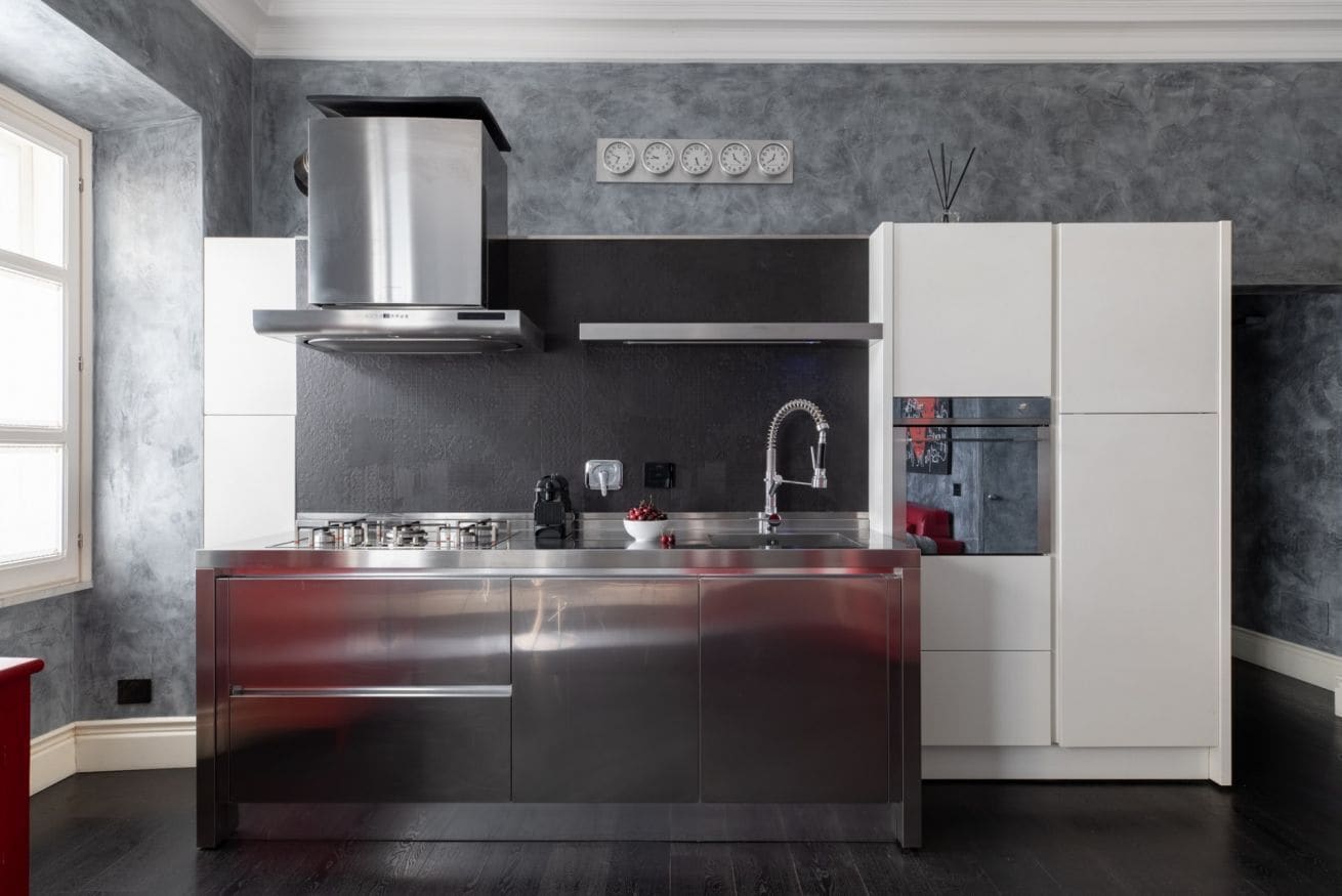 Fridge, dishwasher, electric kettle, toaster