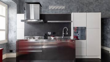 Fridge, dishwasher, electric kettle, toaster