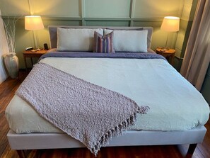 1 bedroom, desk, iron/ironing board, travel cot