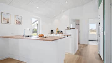 Fridge, dishwasher, coffee/tea maker