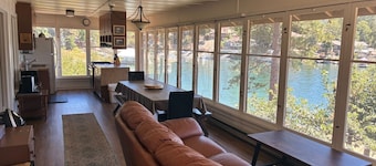 Rustic lakefront cabin with boat dock & VIEWS!