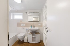 Chuveiro, secador de cabelo, toalhas de banho 