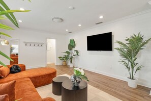 テレビ、テーブルサッカー台、書庫