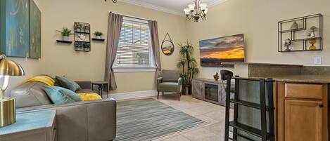 Smart TV, fireplace, printers