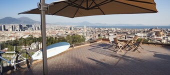 Panoramic apartment with large roof terrace in Naples, view of harbor, Vesuvius