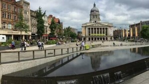 A public square with a central fountain, surrounded by historic buildings and a prominent domed structure. - Studio with Great City Views (Nottingham)