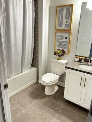 Secador de cabelo, toalhas de banho, papel higiênico