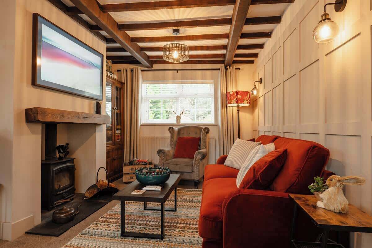 TV, fireplace