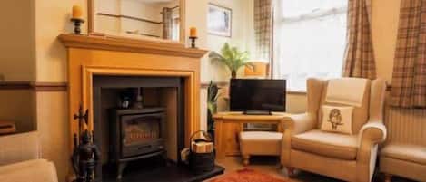 Télévision, cheminée