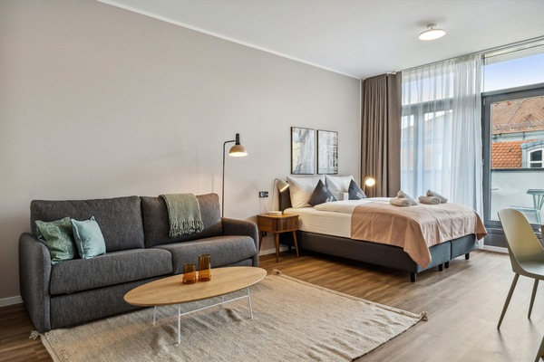 Comfort suite with sofa bed & balcony | Individually decorated, individually furnished, desk, laptop workspace