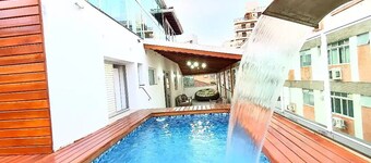 Cobertura Duplex Guarujá Com Piscina Área Gourmet e Vista Para o Mar, Aceita Pet