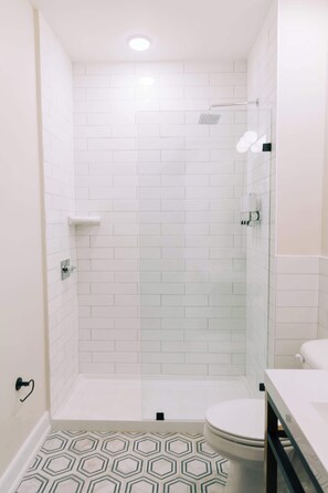 Shower, hair dryer, towels - Accessible Room, Queen Bed (Frankfort)