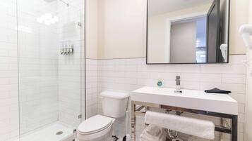 Douche, séchoir à cheveux, serviettes fournies, shampooing