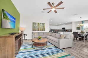 TV, video games, DVD player, foosball