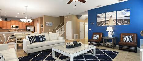 Téléviseur, lecteur de DVD, table de baby-foot