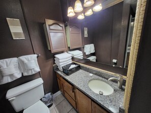 Een douche, een haardroger, handdoeken, zeep